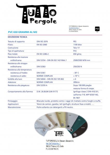 Scheda tecnica PVC 650 gr documento in PDF