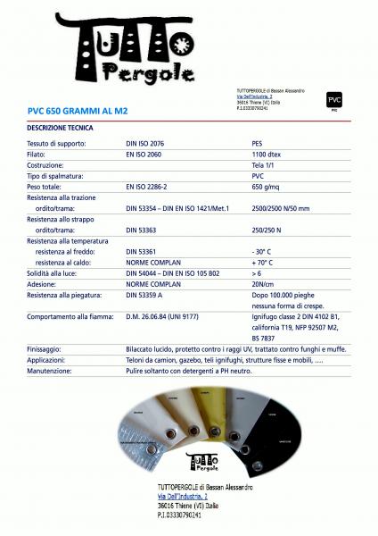 Scheda tecnica PVC 650 gr documento in PDF